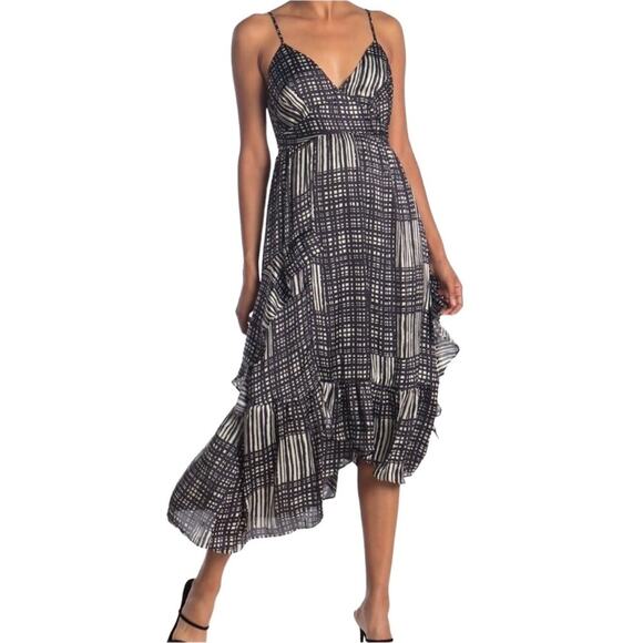 LENON COLLECTION Plaid Asym Midi Dress XS Satin Cami Fairy Boho Whimsygoth NWT - Picture 1 of 13